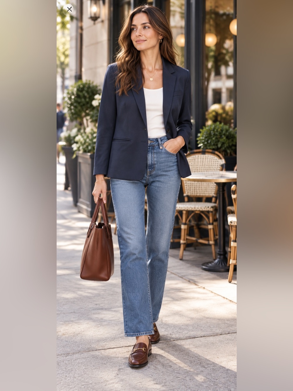 Urban Outfitters BDG Two Button Notched Blazer Navy Blue Medium